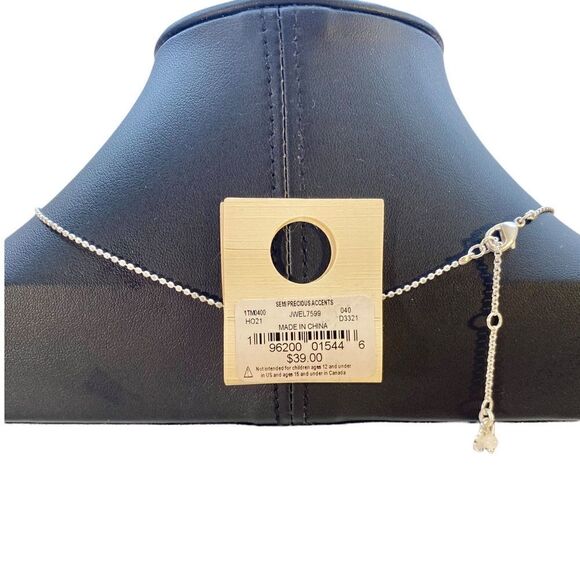 Lucky Brand Night Sky Pave Tag Necklace in Matte Silver Tone. - Picture 4 of 4